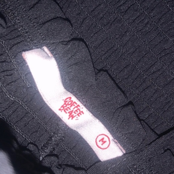 Rouched Fitted Ruffle Black Mini Dress women’s spaghetti strap - Picture 2 of 5